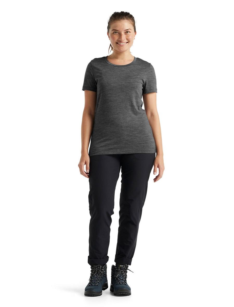 Gritstone Heather Women's Icebreaker Merino Tech Lite II Short Sleeve T Shirts | USA 1579VRWD